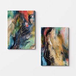 Wallity Conjunto de 2 Lienzos Decorativos Multicolor 70 x 100 cm